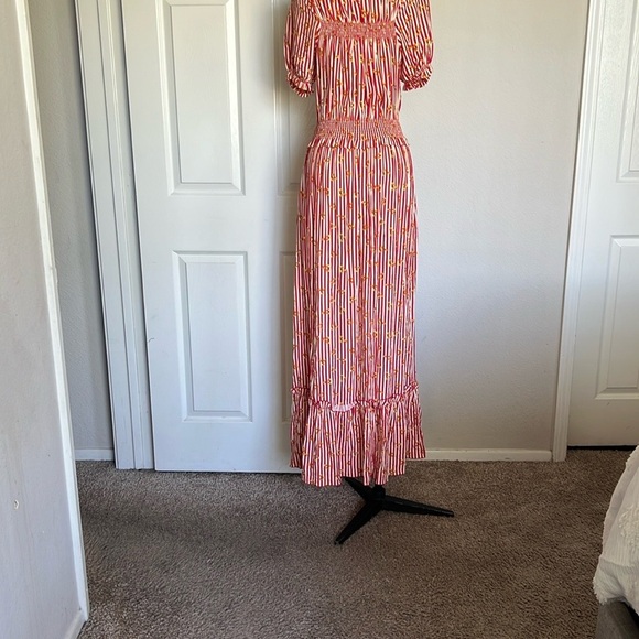 LORETTA CAPONI Stefania gathered printed poplin maxi dress - Picture 8 of 11